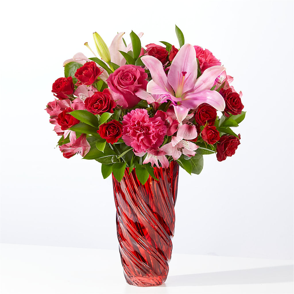 In Love Bouquet with Luxe Swirl Vase – Sensation Flowers Boutique Inc, Miami FL
