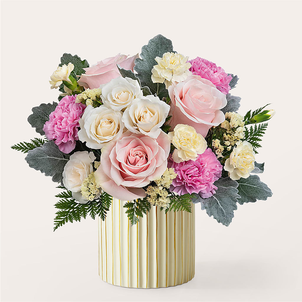 Blissful Moments Bouquet with Ivory Vase – Sensation Flowers Boutique Inc, Miami FL