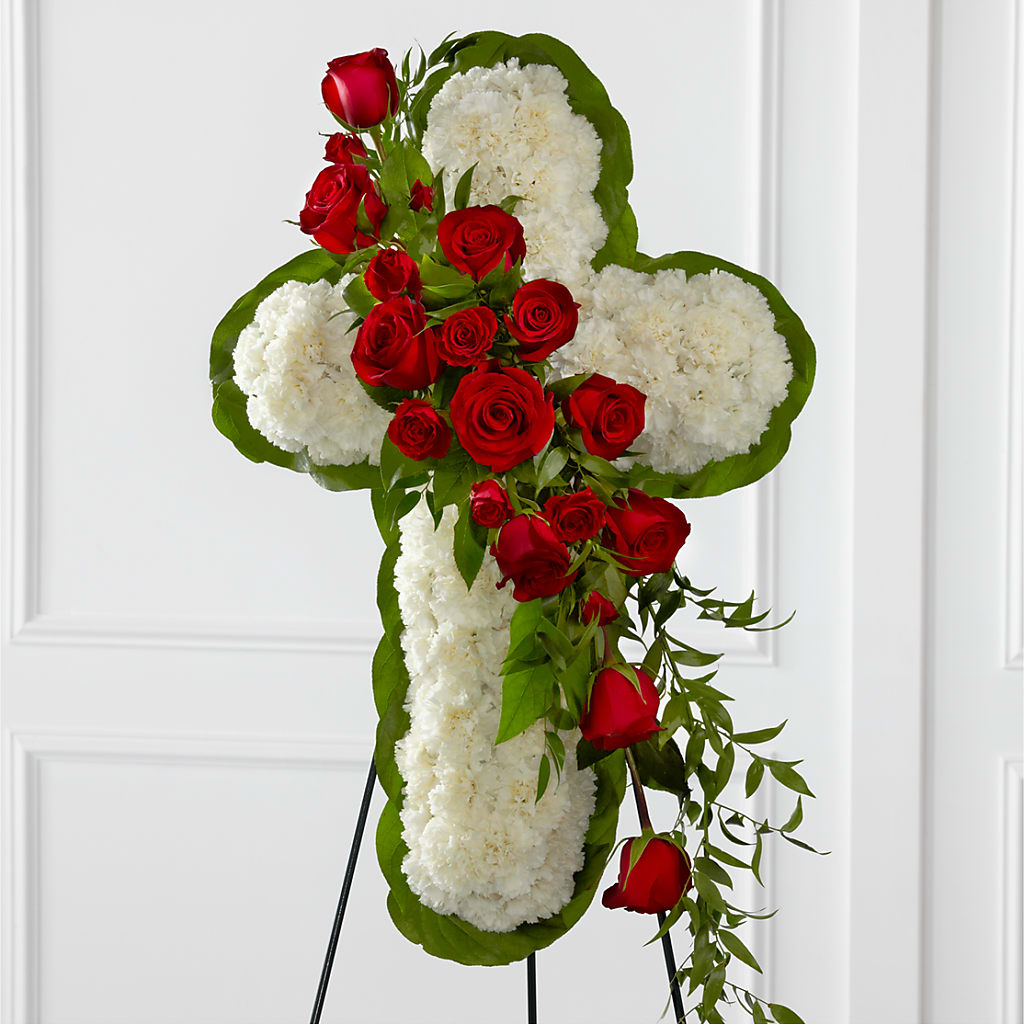 Floral Cross Easel – Sensation Flowers Boutique Inc, Miami FL