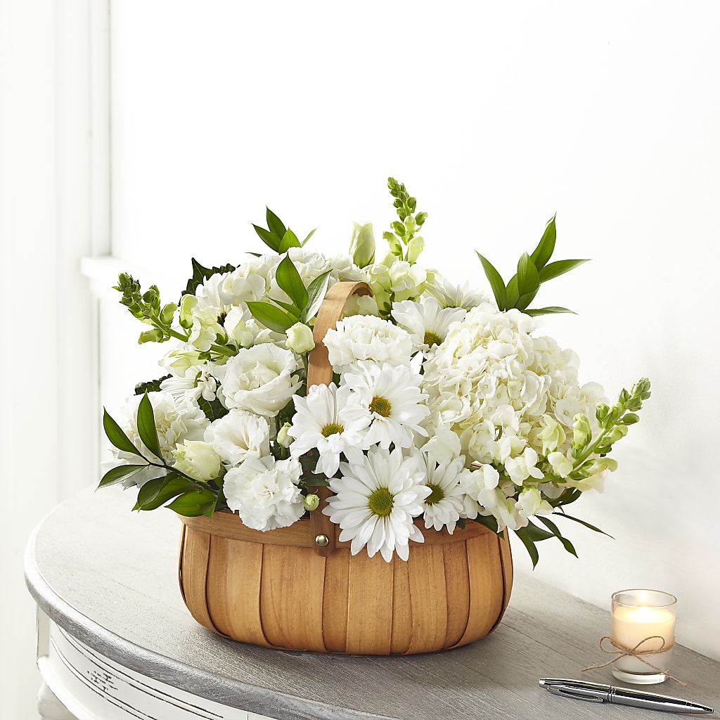 Pure Ivory Basket – Sensation Flowers Boutique Inc, Miami FL