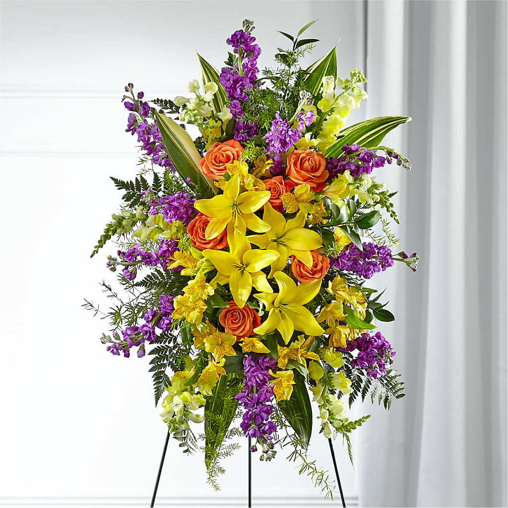 Thoughtful Prayers Standing Spray – Sensation Flowers Boutique Inc, Miami FL