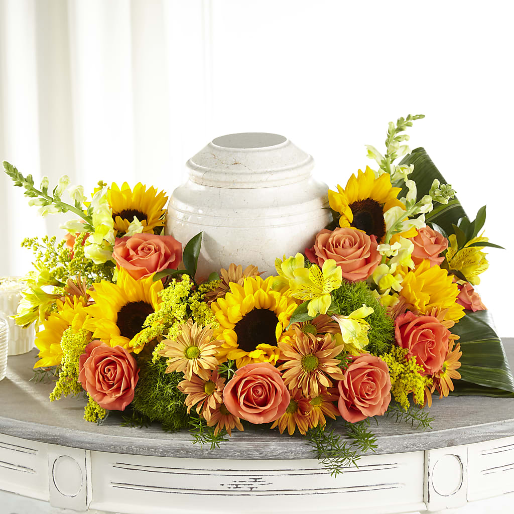 Faithful Sunflower Cremation Adornment – Sensation Flowers Boutique Inc, Miami FL