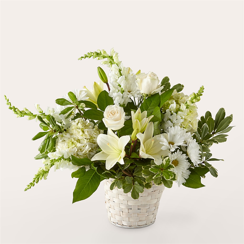 Ivory Elegance Floral Basket – Sensation Flowers Boutique Inc, Miami FL