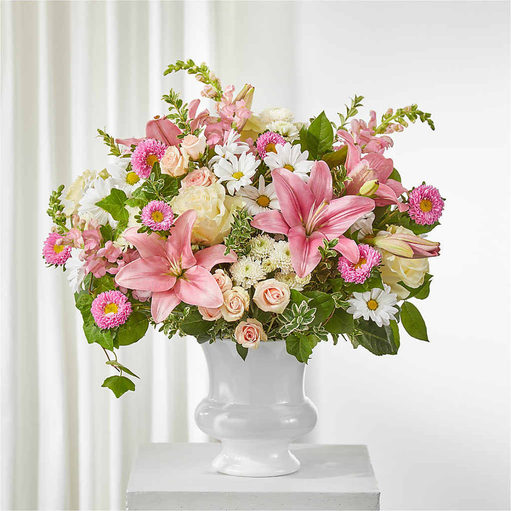 Empathetic Blooms Urn Arrangement – Sensation Flowers Boutique Inc, Miami FL