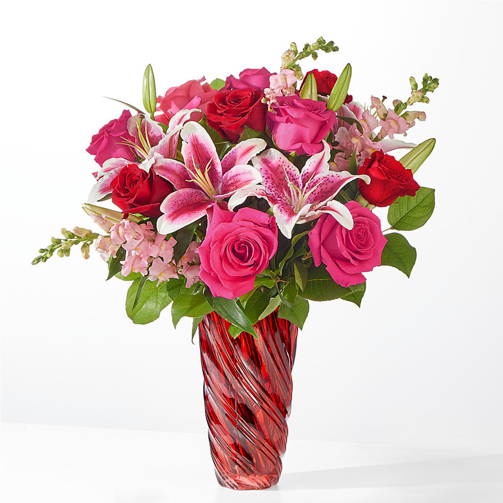 Always You Bouquet with Luxe Swirl Vase – Sensation Flowers Boutique Inc, Miami FL