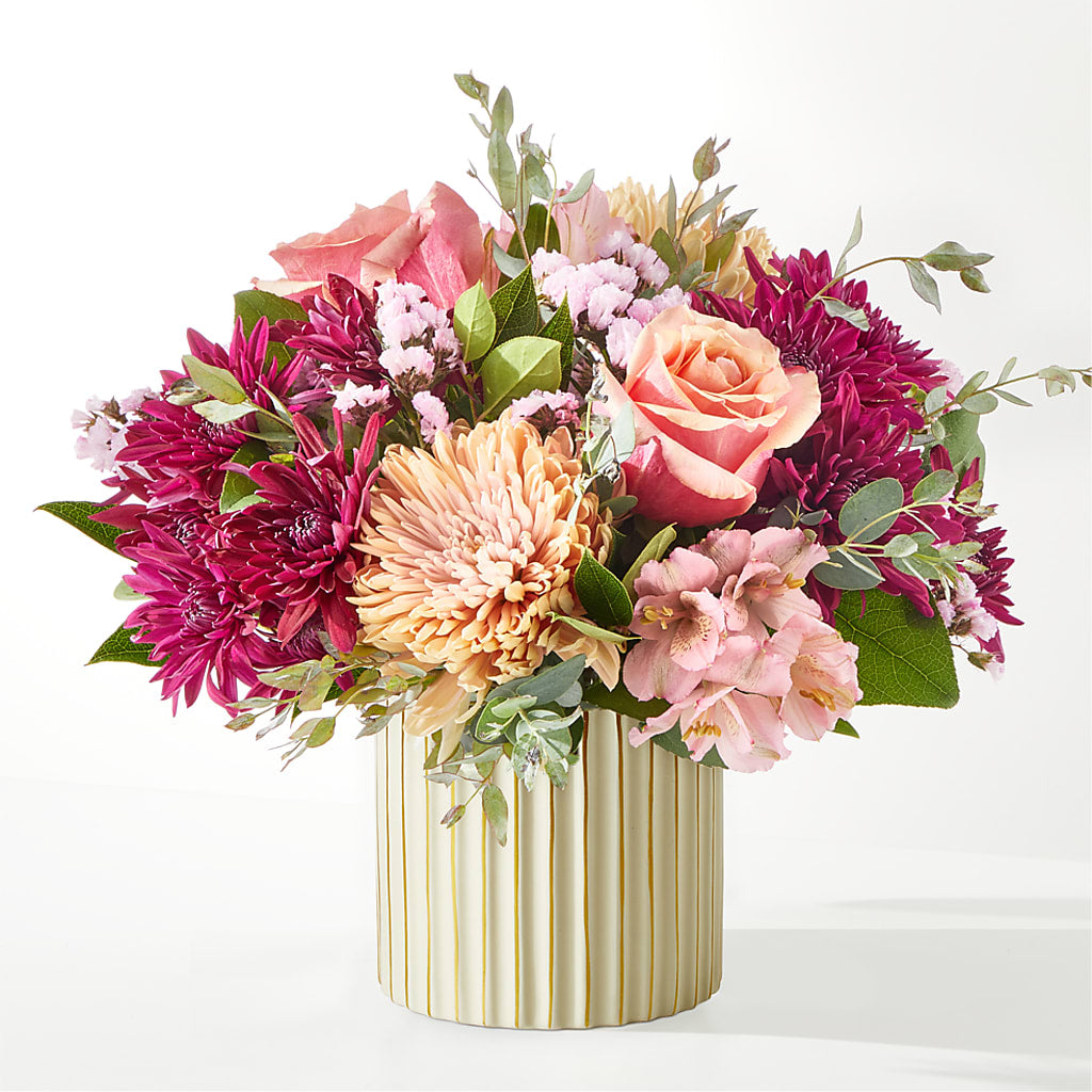Berry Cobbler Bouquet with Ivory Vase – Sensation Flowers Boutique Inc, Miami FL