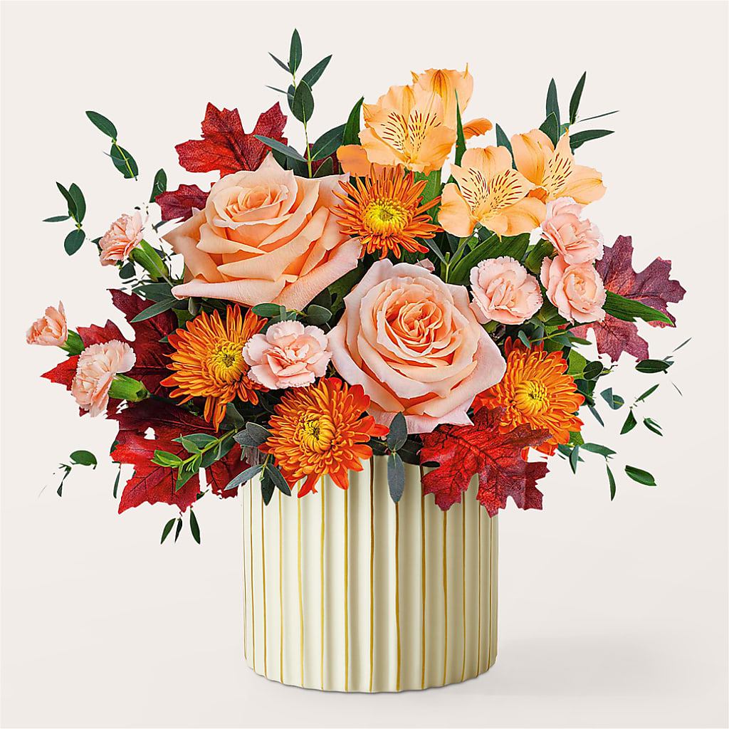 Spiced Latte Bouquet with Ivory Vase – Sensation Flowers Boutique Inc, Miami FL