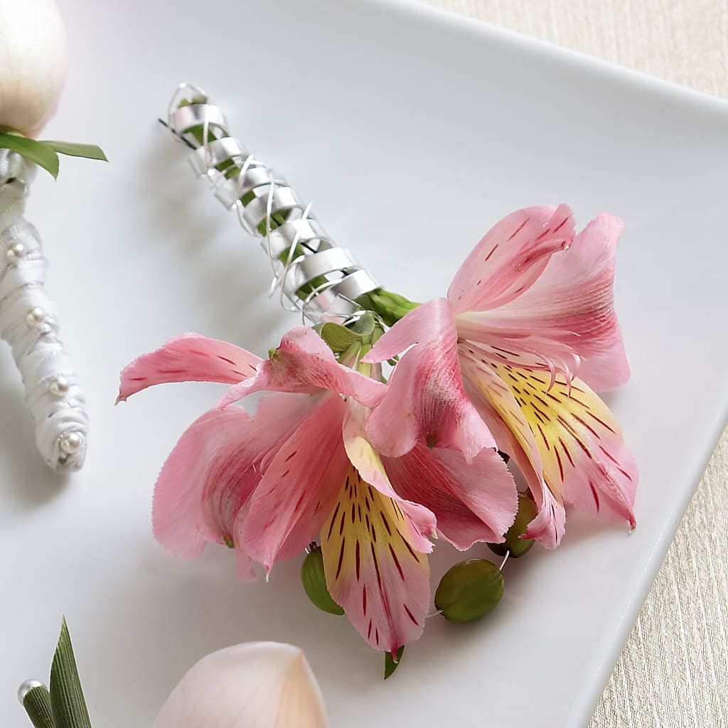 Pink Peruvian Lily Boutonniere – Sensation Flowers Boutique Inc, Miami FL