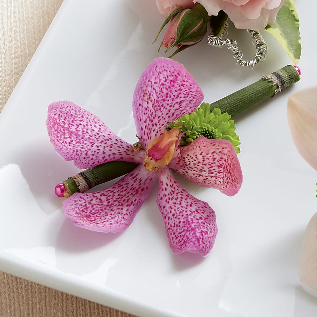 Pink Mokara Boutonniere – Sensation Flowers Boutique Inc, Miami FL