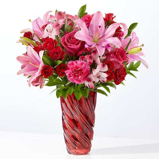 In Love Bouquet with Luxe Swirl Vase –  Sensation Flowers Boutique Inc, Miami FL