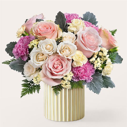 Blissful Moments Bouquet with Ivory Vase –  Sensation Flowers Boutique Inc, Miami FL
