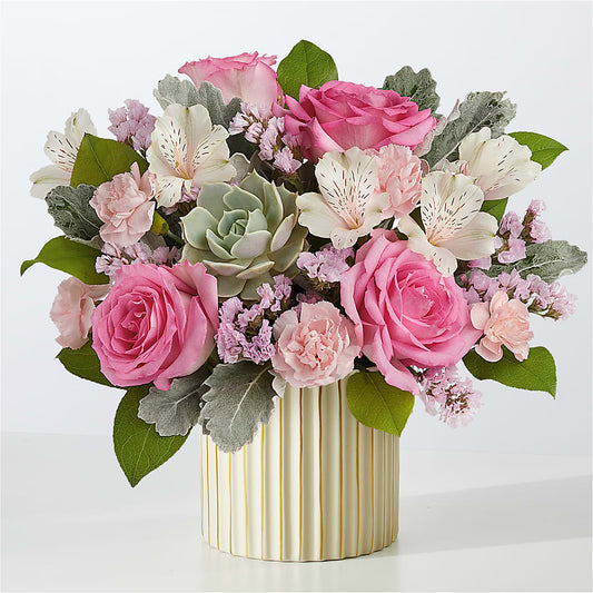 Dusty Rose Bouquet with Ivory Vase –  Sensation Flowers Boutique Inc, Miami FL