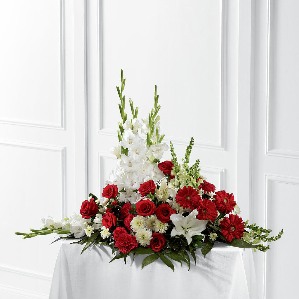 Crimson & White Arrangement –  Sensation Flowers Boutique Inc, Miami FL