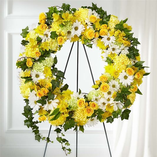 Golden Remembrance Wreath –  Sensation Flowers Boutique Inc, Miami FL