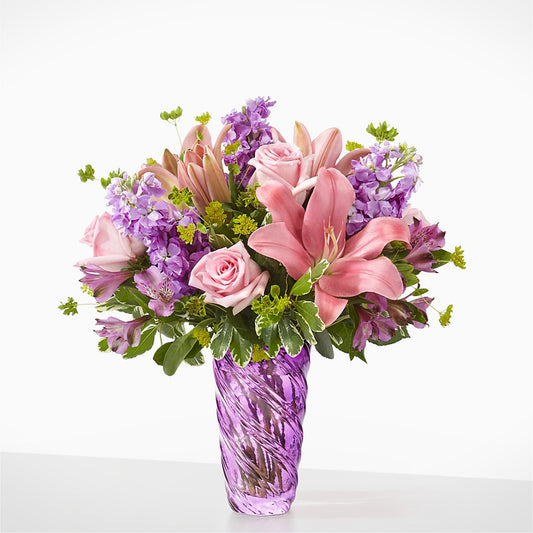 Precious Petals Bouquet with Luxe Swirl Vase –  Sensation Flowers Boutique Inc, Miami FL