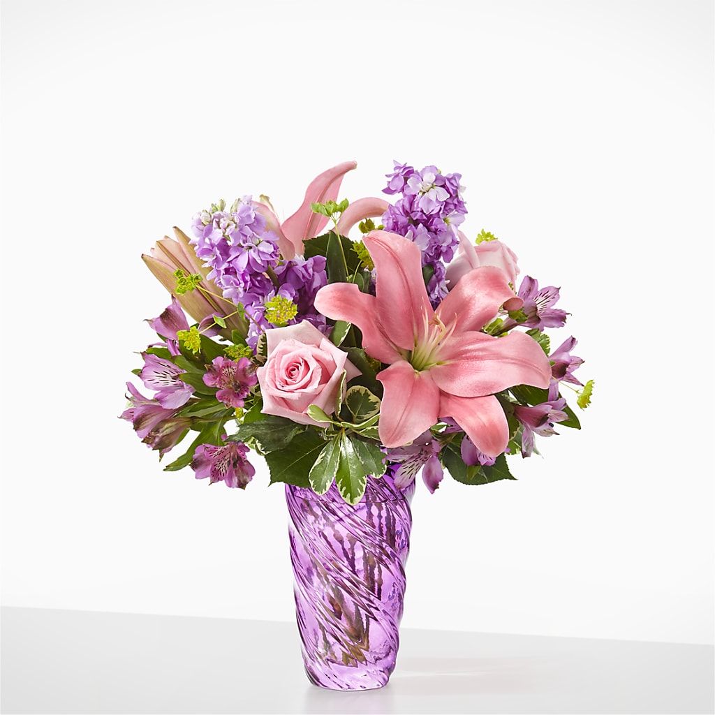 Precious Petals Bouquet with Luxe Swirl Vase –  Sensation Flowers Boutique Inc, Miami FL