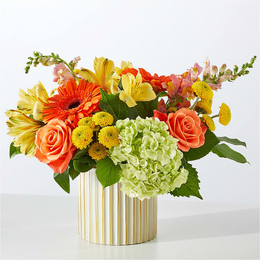 Autumn Sunshine Bouquet with Ivory Vase –  Sensation Flowers Boutique Inc, Miami FL
