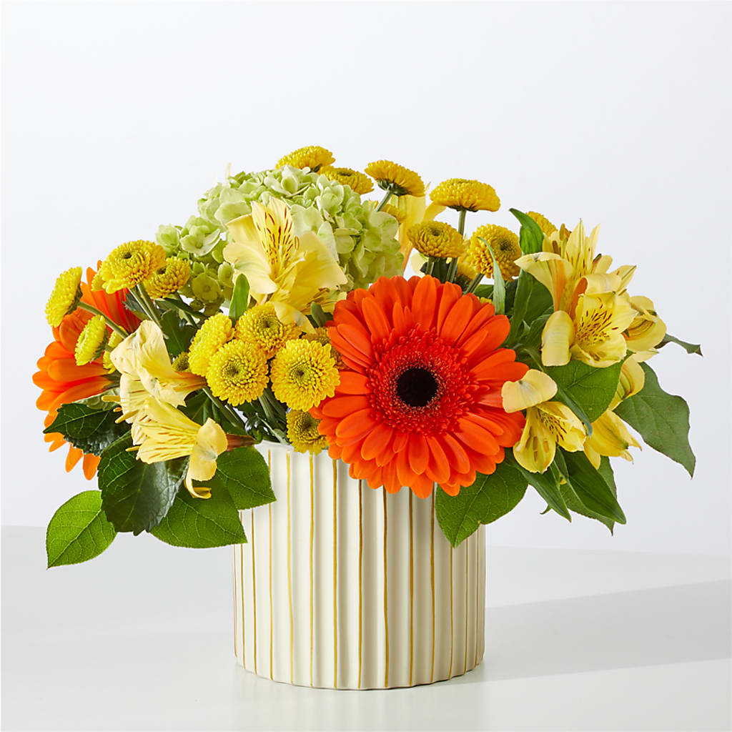 Autumn Sunshine Bouquet with Ivory Vase –  Sensation Flowers Boutique Inc, Miami FL