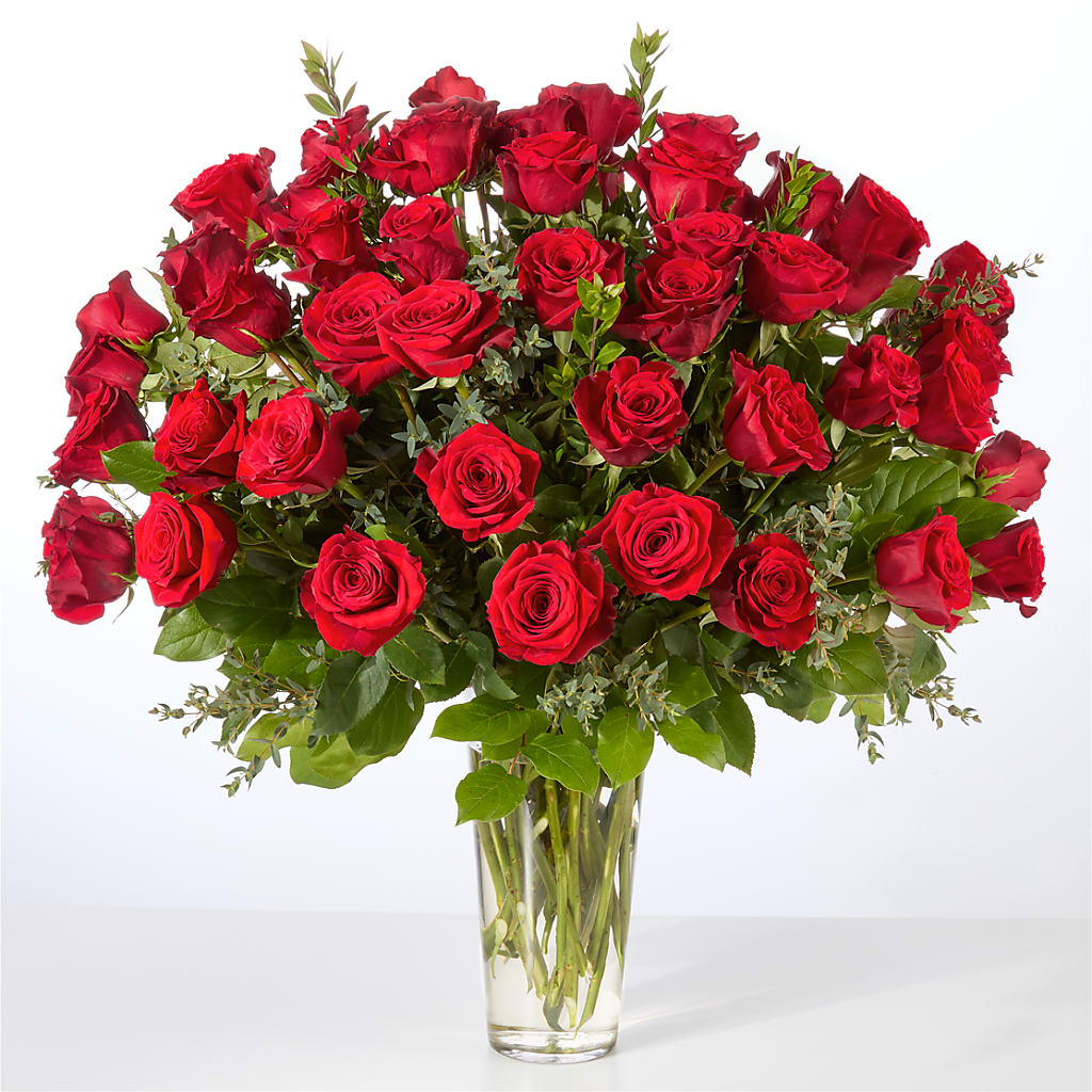 Forever Yours Fifty Stem Red Rose Bouquet –  Sensation Flowers Boutique Inc, Miami FL