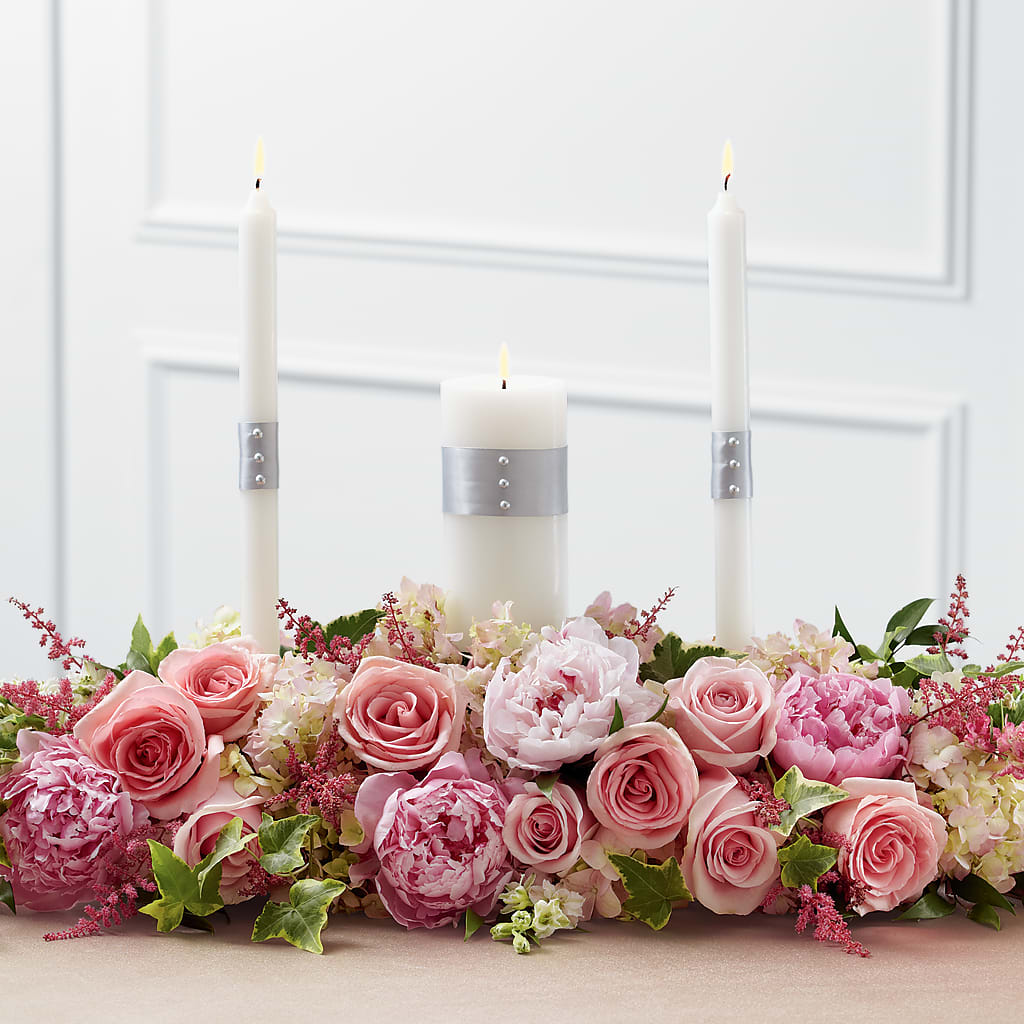 Worldwide Romance Unity Candle Arrangement –  Sensation Flowers Boutique Inc, Miami FL