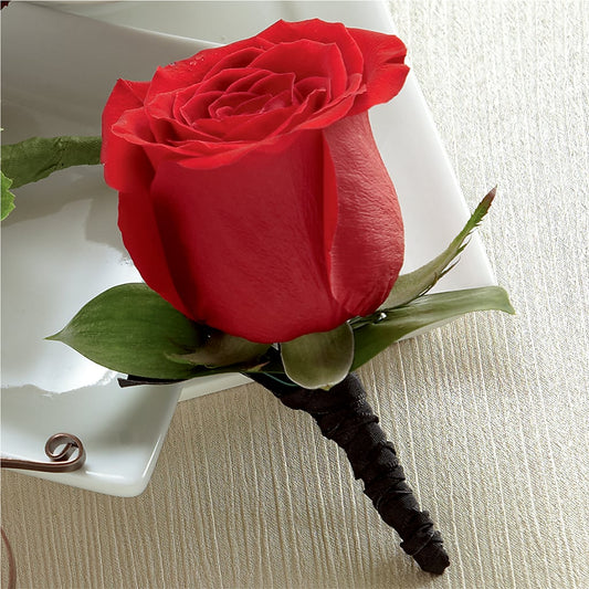 Red Rose Boutonniere –  Sensation Flowers Boutique Inc, Miami FL